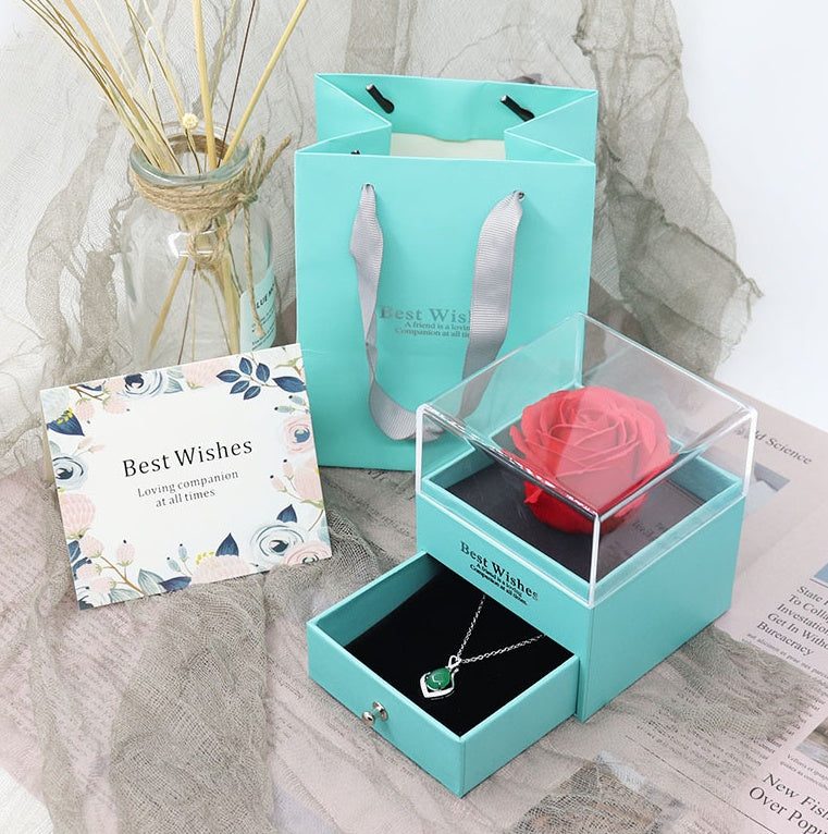 Eternal flower gift box Earring Necklace Pendant box couple ring box