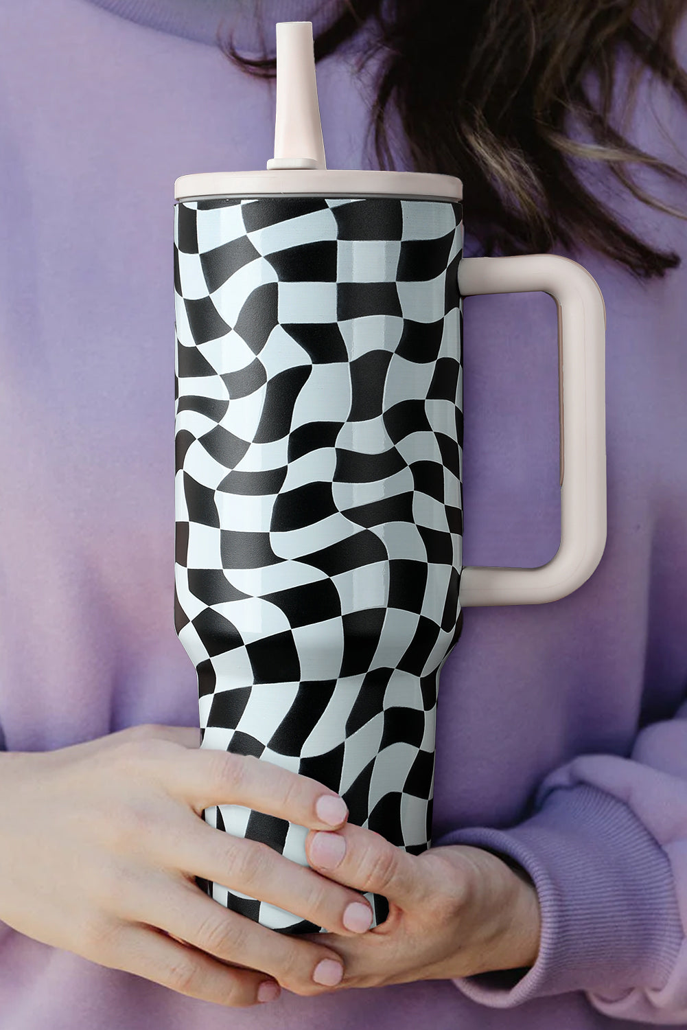 Black Checkerboard 40oz Stainless Steel Tumbler