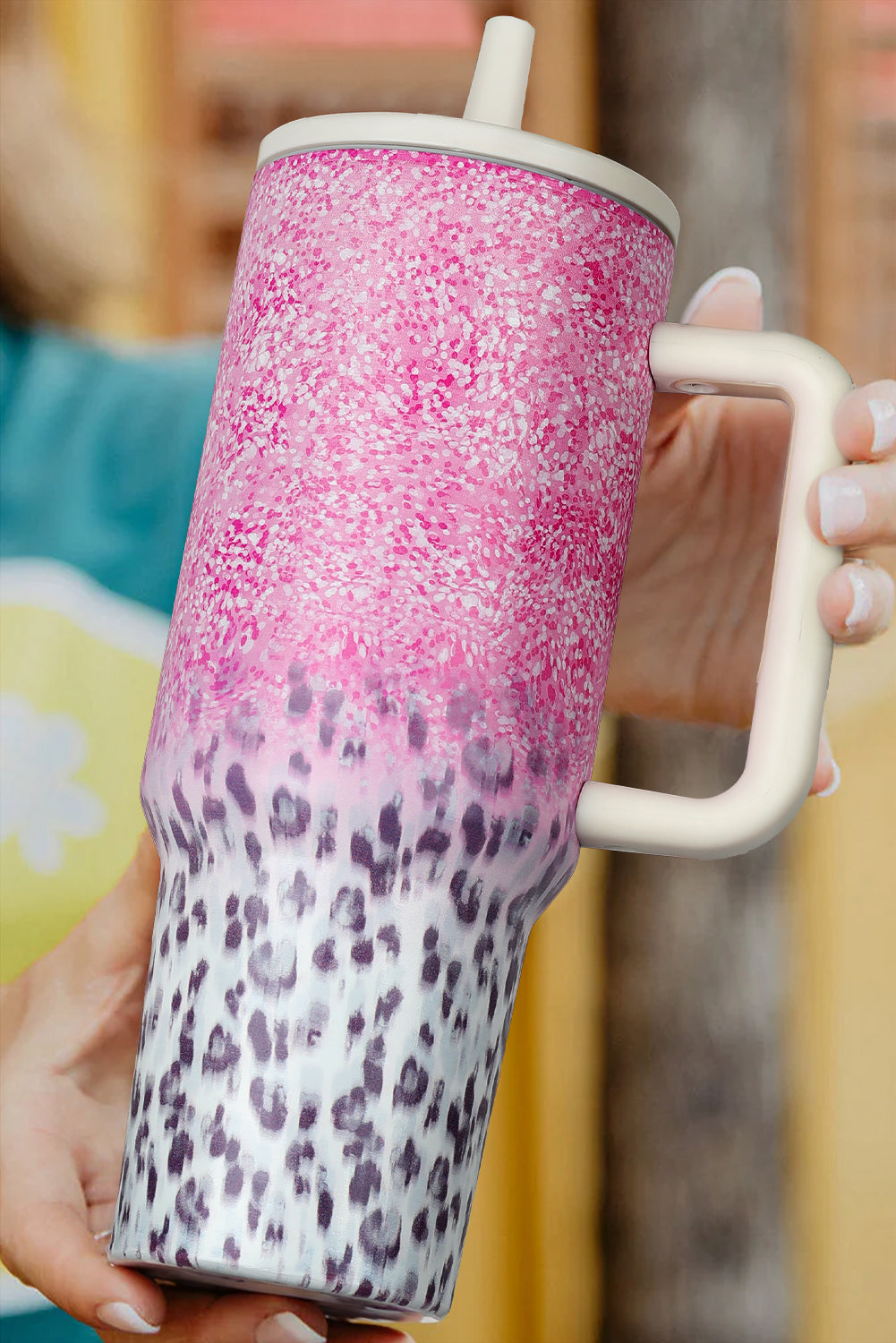 Pink Leopard Gradient 40oz Stainless Steel Tumbler