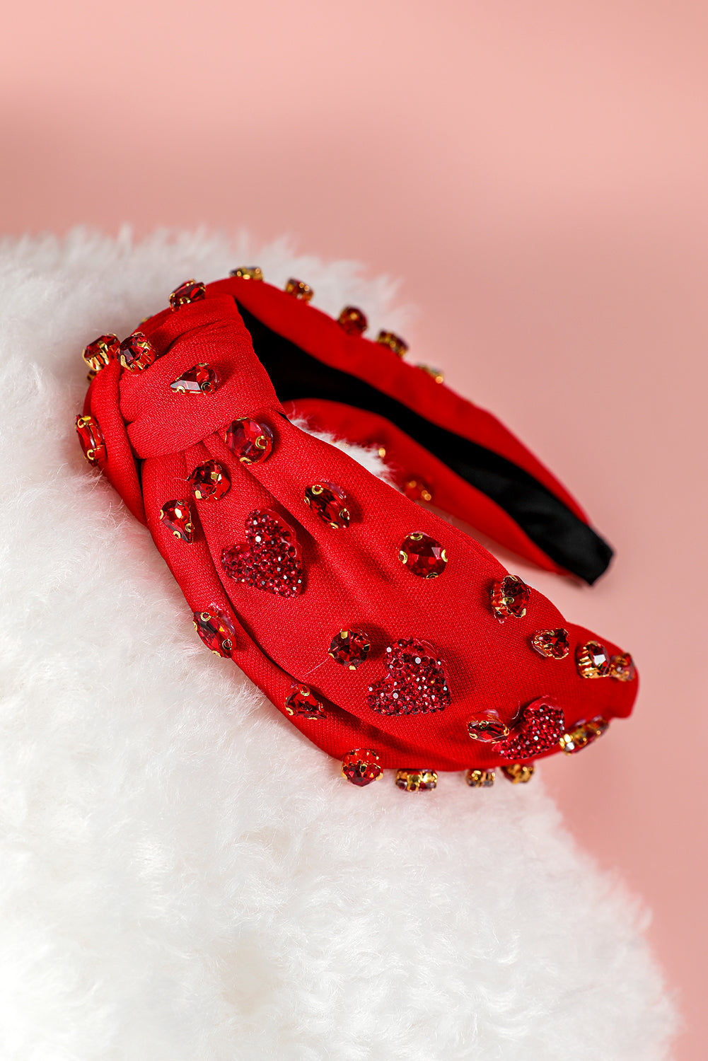 Fiery Red Heart Shape Crystal Headband