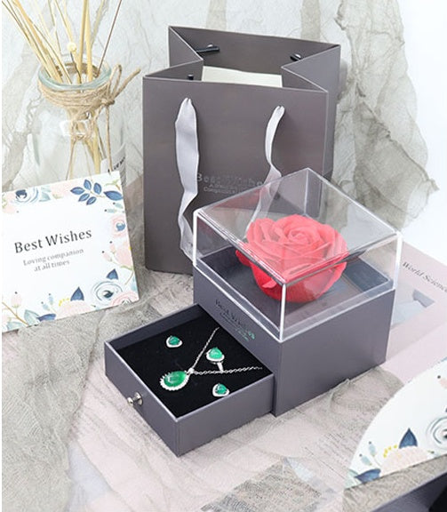 Eternal flower gift box Earring Necklace Pendant box couple ring box