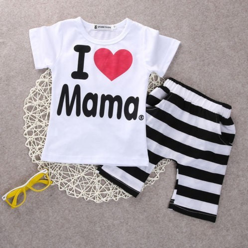 Short-sleeved T-shirt print kids suit