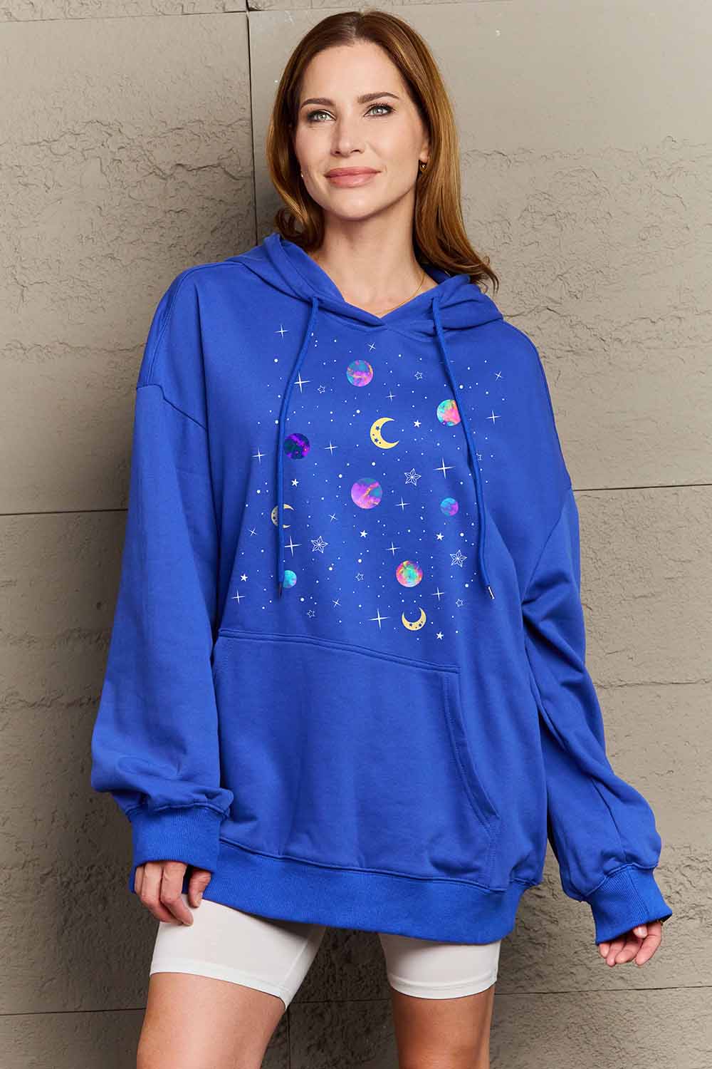 Simply Love Simply Love Full Size Dropped Shoulder Star & Moon Graphic Hoodie