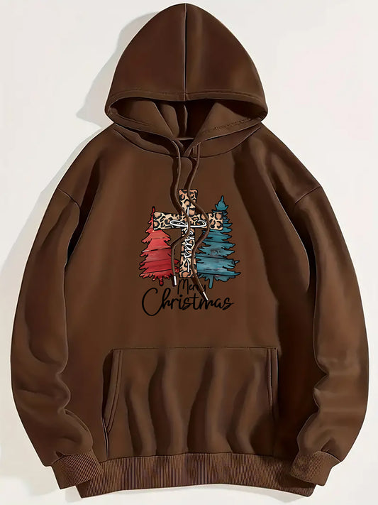 MERRY CHRISTMAS Graphic Drawstring Hoodie