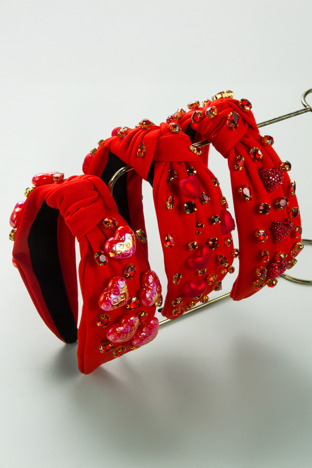 Fiery Red Heart Shape Crystal Headband